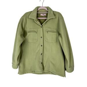 Lady Hathaway Celery Green Long Sleeve Button Up Fleece Shirt Jacket Size XL